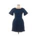 Ali & Jay Casual Dress - Sheath Scoop Neck Short sleeves: Blue Solid Dresses - New - Women's Size Medium