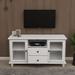 White 3-Layers Side Cabinet TV Stand 2 Glass Door 2 Drawer Storage