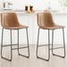 Counter Height Bar Stools Set of 2 Faux Leather Barstools with Metal Leg