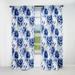 Designart "Beige And Blue Ornate Damask Dahlia II" Floral Blackout Room Darkening Curtain Panel