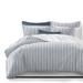Cruz Ticking Stripes White/Navy Comforter and Pillow Sham(s) Set
