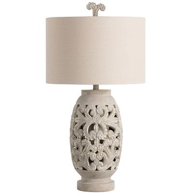 Crestview Collection Alexandria Carved Resin Table Lamp with Night Light