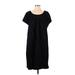 Merona Casual Dress - Shift Scoop Neck Short sleeves: Black Solid Dresses - Women's Size 3