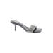 Lemonade Heels: Slide Stilleto Cocktail Party Silver Shoes - Women's Size 7 - Open Toe