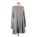 Glamorous Casual Dress - Mini Crew Neck Long sleeves: Gray Marled Dresses - Women's Size Small