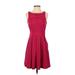 LC Lauren Conrad Casual Dress - Party Scoop Neck Sleeveless: Burgundy Print Dresses - Women's Size 0