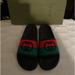 Gucci Shoes | Gucci Rubber Upper And Sole Sandal Rubber Gg Interlock Black - Red - Green | Color: Green/Red | Size: 42