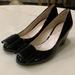 Nine West Shoes | Nine West Black Faux Leather Wedge Heels Size 6.5 M | Color: Black | Size: 6.5