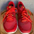 Nike Shoes | Nike Flex 2014 Run Red Lace Up Low Top Running Shoes Mens Size 7 Womans 8.5 | Color: Red/White | Size: 8.5