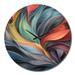 Design Art Vintage Rainbow Pastel Leaves Boho Watercolor Metal Wall Clock Metal in White | 36 H x 36 W x 1 D in | Wayfair CLM87381-C36