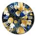 Design Art Abstract Pattern w/ Blue & Golden Textures XXI Metal Wall Clock Metal in Black/Blue/Brown | 23 H x 23 W x 1 D in | Wayfair CLM102053-C23