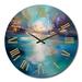 Design Art Lake Serenity Teal Painting Metal Wall Clock Metal in Blue/Brown/Indigo | 29 H x 29 W x 1 D in | Wayfair CLM90715-C29