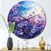 Design Art Violets Field Pointillism Dot III Metal Wall Clock Metal in Blue/Indigo/White | 23 H x 23 W x 1 D in | Wayfair CLM101020-C23