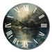 Design Art Mysterious Misty Sunset Over Teal Lake III Metal Wall Clock Metal in Blue/Gray/Green | 23 H x 23 W x 1 D in | Wayfair CLM90504-C23