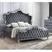 Willa Arlo™ Interiors Boykins Tufted Wingback Panel Bed Upholstered/Velvet, Crystal in Gray | 79.25 H x 70 W x 87.75 D in | Wayfair