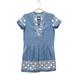 Madewell Dresses | Madewell Sunstitch Chambray Tunic Dress Blue White Embroidered Trim, Size Xs | Color: Blue/White | Size: Xs