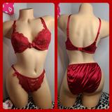 Victoria's Secret Intimates & Sleepwear | New Vintage Victoria's Secret Red Hot Second Skin Bra/ Panty Set 34c/Sm | Color: Red | Size: 34c/Sm