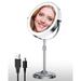 Lansi 9" Lighted Makeup Mirror w/ 5000Mah Rechargeable Led, Height Adjustable, Black, Chrome, Gold Metal in Gray | 20 H x 8.6 W x 1 D in | Wayfair