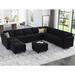 Black Sectional - Mercer41 143" Wide U Shaped Velvet Upholstered Modular Sectional 12-Pieces Storage Sofa Set w/ Ottoman | Wayfair