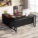 Trent Austin Design® Radke 55.1" W L-Shaped Executive Desk Wood/Metal in Black/Brown | 29.5 H x 55.1 W x 67 D in | Wayfair