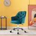 House of Hampton® Janariah Velvet Office Chair Upholstered/Metal in Blue | 32.02 H x 22.42 W x 24.22 D in | Wayfair
