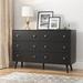 George Oliver Kaivion 6 - Drawer Dresser Wood in Black | 31.4 H x 47.2 W x 15.7 D in | Wayfair B612DDC209064CE4ABA402B654E60509