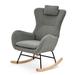 Mercer41 Tarnell Rocking Chair Wood/Upholstered/Metal/Solid Wood/Manufactured Wood in Gray | 36.22 H x 26.38 W x 34.25 D in | Wayfair