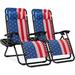 Arlmont & Co. 2 Piece Reclining Zero Gravity Chair Set Metal in Blue/Red/White | 44 H x 25 W x 25 D in | Wayfair 49B0D03F948C4535A4B1941A6C20F38D