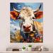 Red Barrel Studio® Cow Floral Grazing III - Animals Cow Metal Wall Decor Metal in Brown/Gray/Yellow | 20 H x 12 W x 1 D in | Wayfair