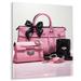 17 Stories Pink Fashion Bag Glamour II - Fashion Metal Art Print Metal in Black/Pink | 32 H x 16 W x 1 D in | Wayfair