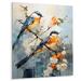 Winston Porter Birds Abstract Anglers - Animals Metal Wall Decor Metal in Black/Blue/Orange | 32 H x 24 W x 1 D in | Wayfair