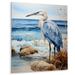 Dovecove Heron Morning Stroll Pointillism I - Animals Heron Metal Wall Art Metal in Blue/Gray | 24 W x 1 D in | Wayfair