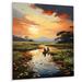 Winston Porter Vietnam River Delta Sunset II - Vietnam Metal Art Print Metal in Gray/Green/Orange | 32 H x 16 W x 1 D in | Wayfair