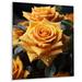 Bungalow Rose Yellow Black Rose Elegance I - Floral Metal Wall Decor Metal in Green/Yellow | 20 H x 12 W x 1 D in | Wayfair