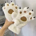 Mitaines en fourrure de simulation d'ours de dessin animé pour femmes gants mignons patte de