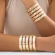 Purui-Bracelet Manchette Large pour Femme Grand Métal RapMetal Or Bracelets de Documents Cadeaux