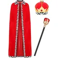 PESENAR-Costume 3 pièces King Everak pour enfants robe rouge couronne roi baguette ensemble pour