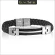 LUXUSTEEL-Bracelet à breloques classique en acier inoxydable pour homme bracelet en cuir tressé