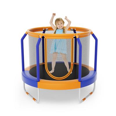 Costway Mini Trampoline with Enclosure and Heavy-duty Metal Frame-Orange