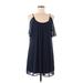 Bailey Blue Casual Dress - A-Line Scoop Neck 3/4 sleeves: Blue Solid Dresses - Women's Size Medium
