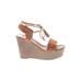 Betani Wedges: Tan Solid Shoes - Women's Size 9 - Open Toe