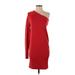 KF/KaufmanFranco Collective Casual Dress - Party One Shoulder 3/4 sleeves: Red Solid Dresses - Women's Size Small