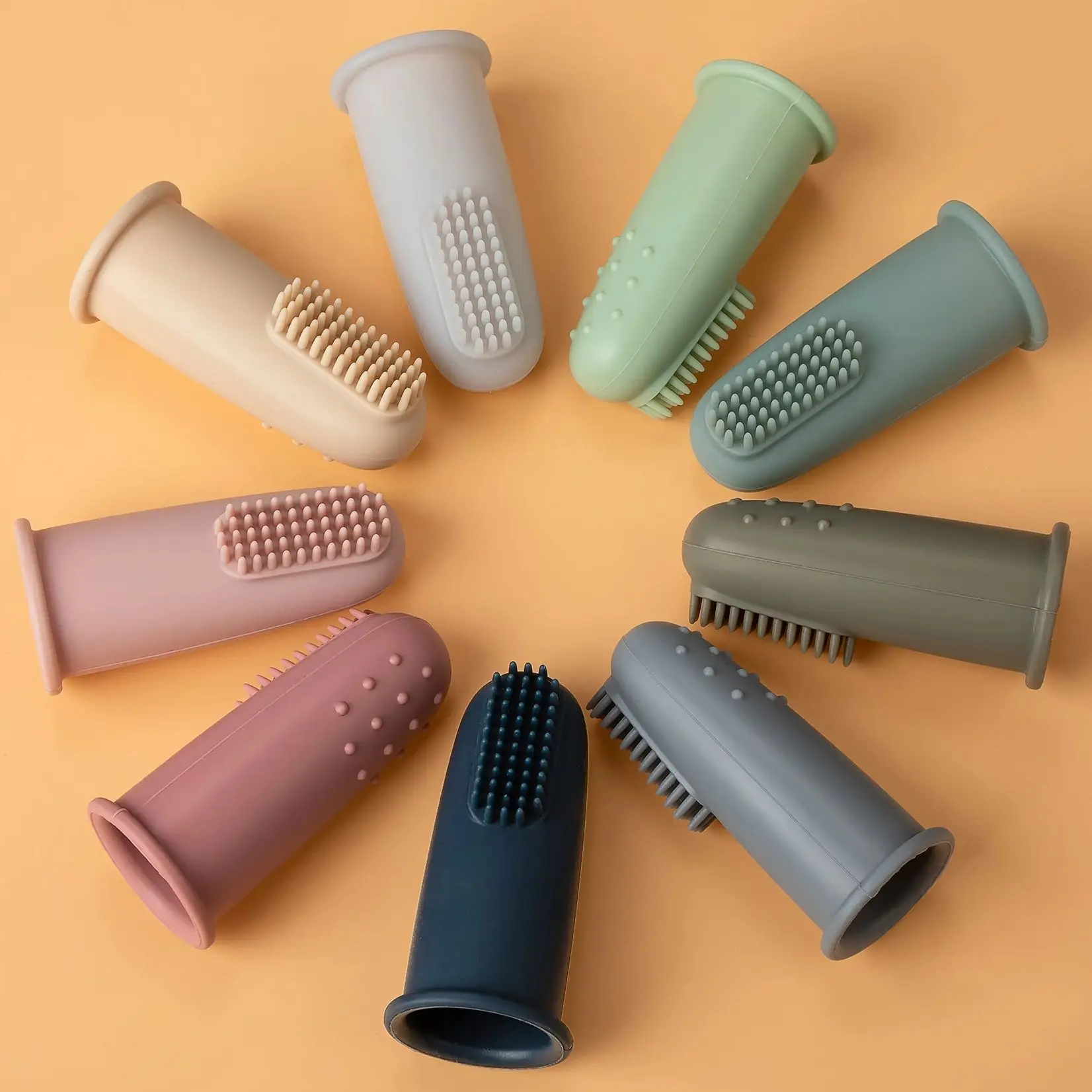 3 stücke Baby Zahnbürste Kinder 360 Grad Weiche Finger Kind Zahnbürste Beißringe Pinsel Silikon Kinder Zähne Mundpflege Reinigung Image