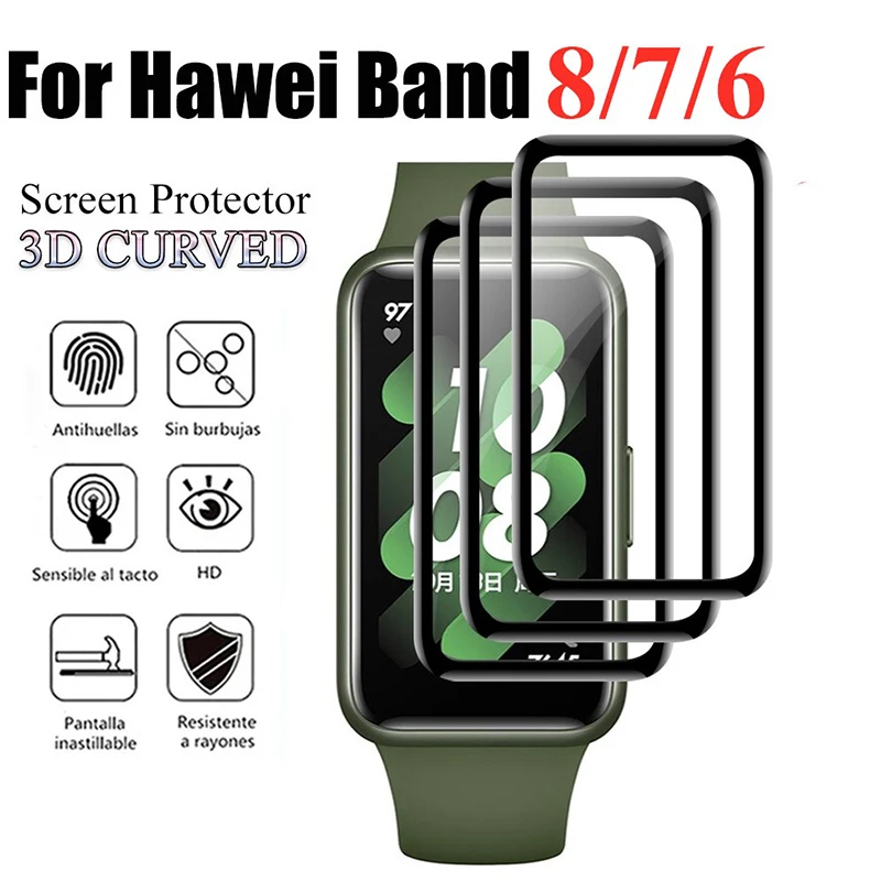 3D gebogenes gehärtetes Glas für Huawei Band 8 7 6 Pro Smart Watch Displays chutz folie für Huawei Band 8 Honor Band 7 Glas folie Image