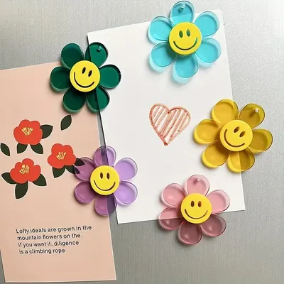 5 stücke kreative niedliche farbige Acryl Smiley Gesicht Kühlschrank Magnete Magnet Aufkleber Foto Informationen fest Magnet Aufkleber Image