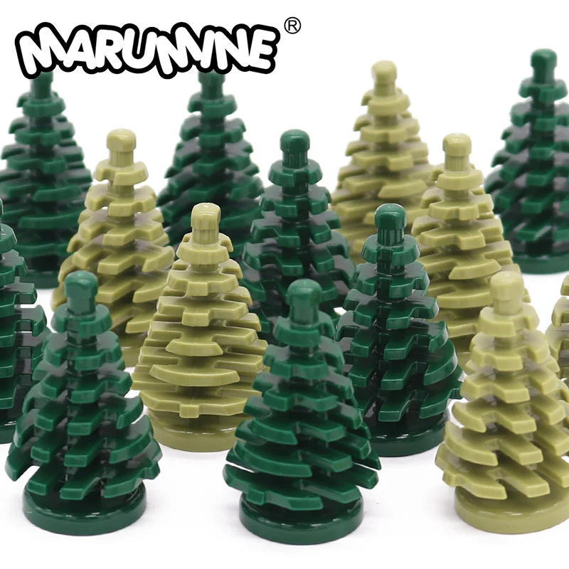 Marumine 10 Stück kleine Weihnachtsbaum-MOC-Bausteine, Fichte 2435, kompatible Konstruktion, Stadtansicht, Ziegel, Teile, Stielgras Image