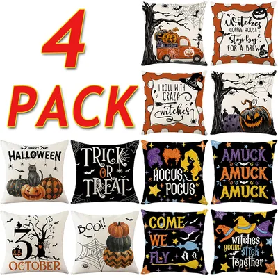 4 Stück Halloween Dekoration Kissen bezüge 45x45cm Indoor Outdoor Kissen bezug Party liefert Image