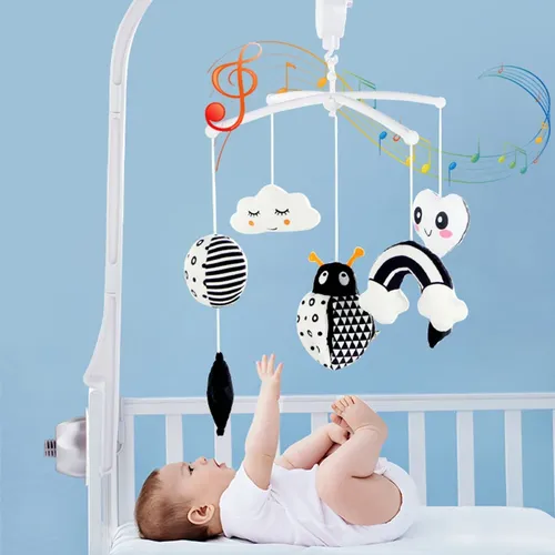 Tier Spieluhr schwarz und weiß Bett Glocke Spielzeug Babybett Rasseln Babys pielzeug 0-12 Monate
