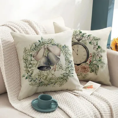 2023 Weihnachts geschenk Pflanzen und Vögel Kissen bezug dekorative Druck Sofa Auto Kissen Home Dekoration Leinen Kissen bezug Image