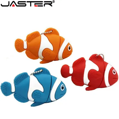 Jaster Cartoon Fisch USB 2,0 Flash-Laufwerk 128GB niedliche Geschenke für Kinder Memory Stick 64GB Silikon kreative Geschenk Pen Drive 36GB Image